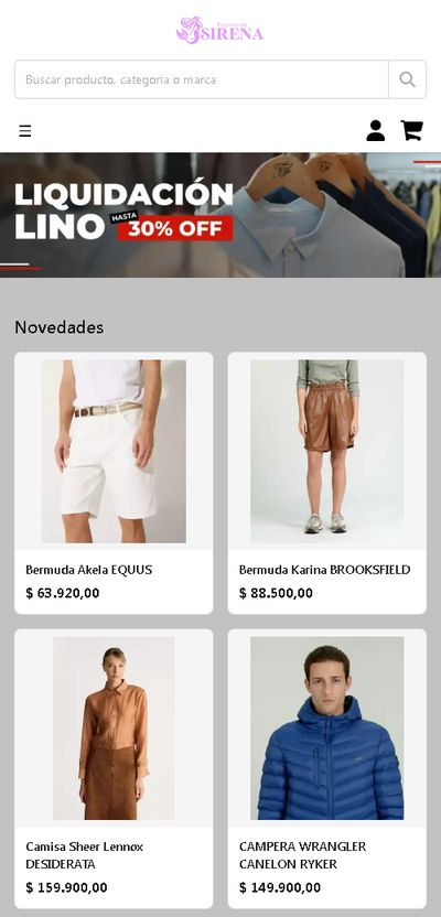 Tienda online de ejemplo en el celular