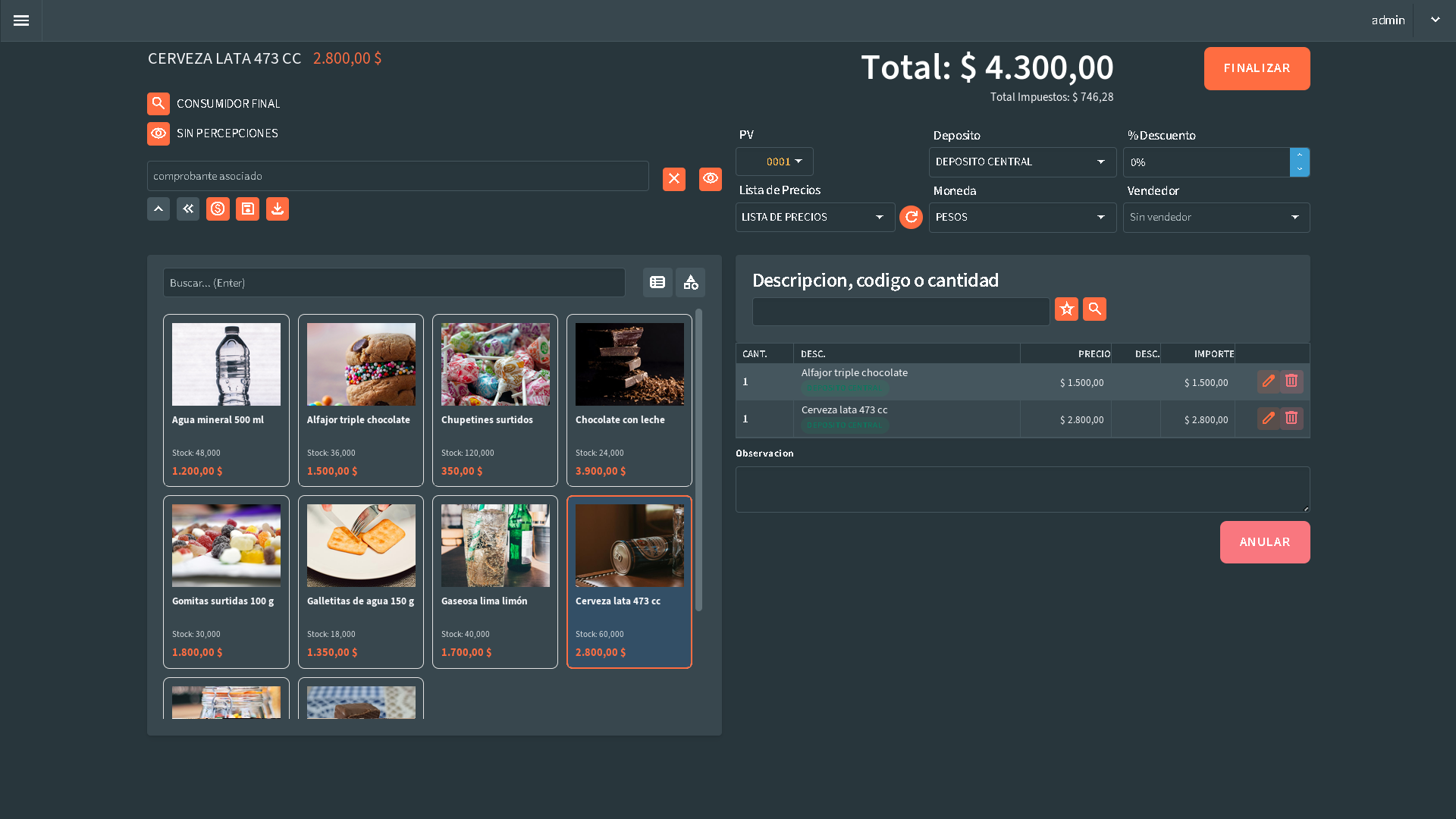 Punto de venta de Todosoft en el mostrador